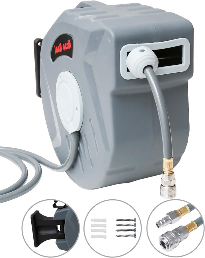 Hebitod 20+2m Druckluftschlauch Aufroller Automatisch, Schlauchaufroller mit 1/4'' Anschluss, Automa