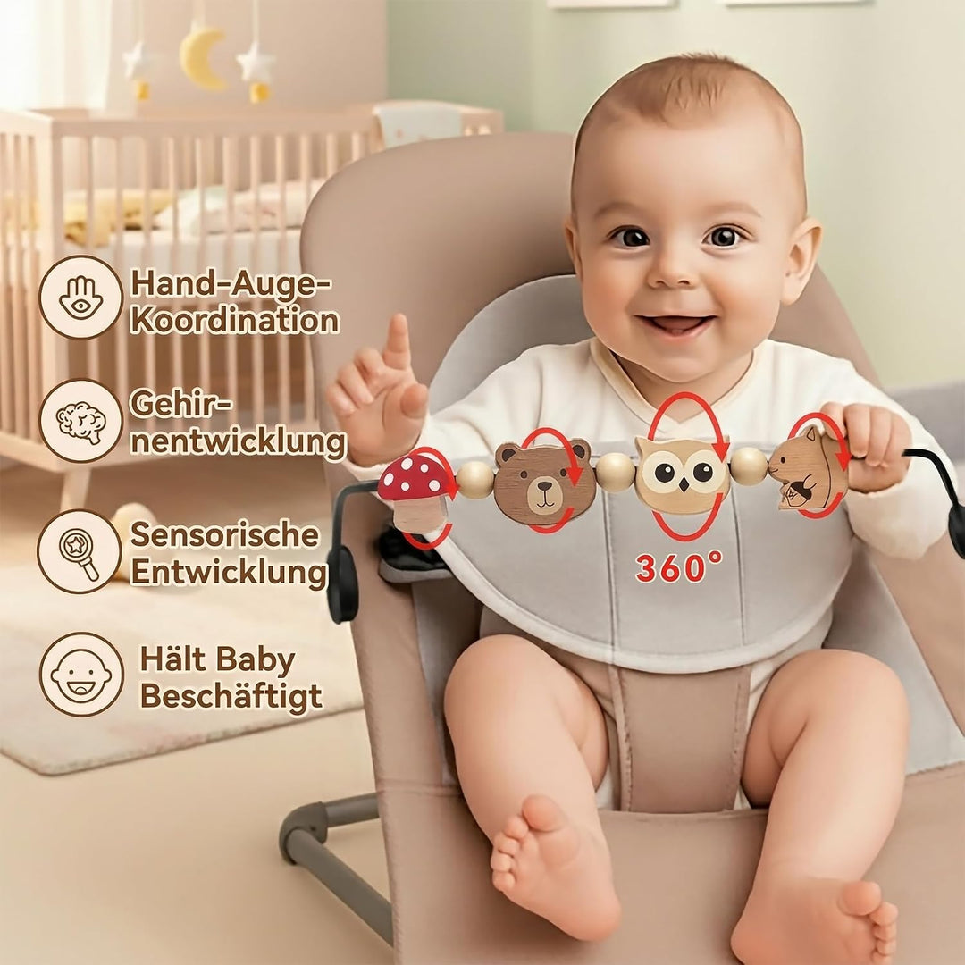 Spielzeug für Babywippe, kompatibel mit Baby Björn Bouncer Balance Soft &amp; Bliss, drehbare Holzspielz