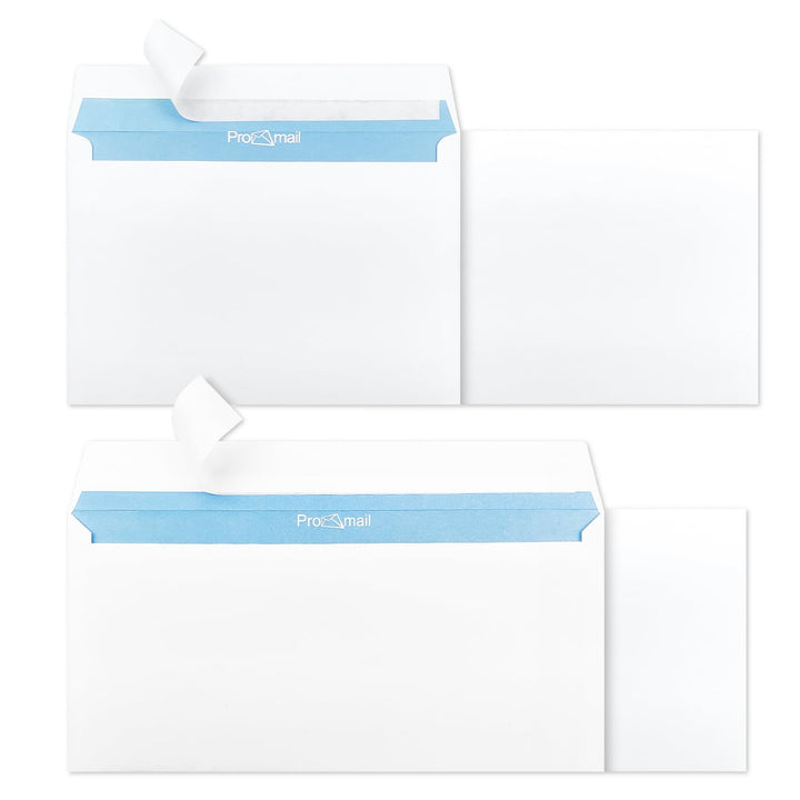Netuno 200 Stück Briefumschläge DIN C6 & DL (je 100) Weiss ohne Fenster 90 g/m² mit Innendruck Haftk
