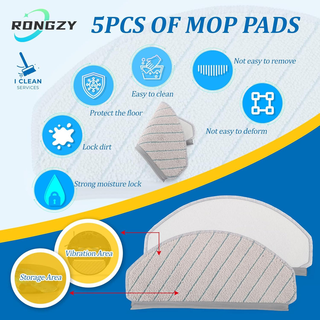 17PCS Zubehör für Ecovacs Deebot N20/N20 Plus/N20 Pro Plus mit 1 Hauptbürste, 5 Mopp, 5 Seitenbürste