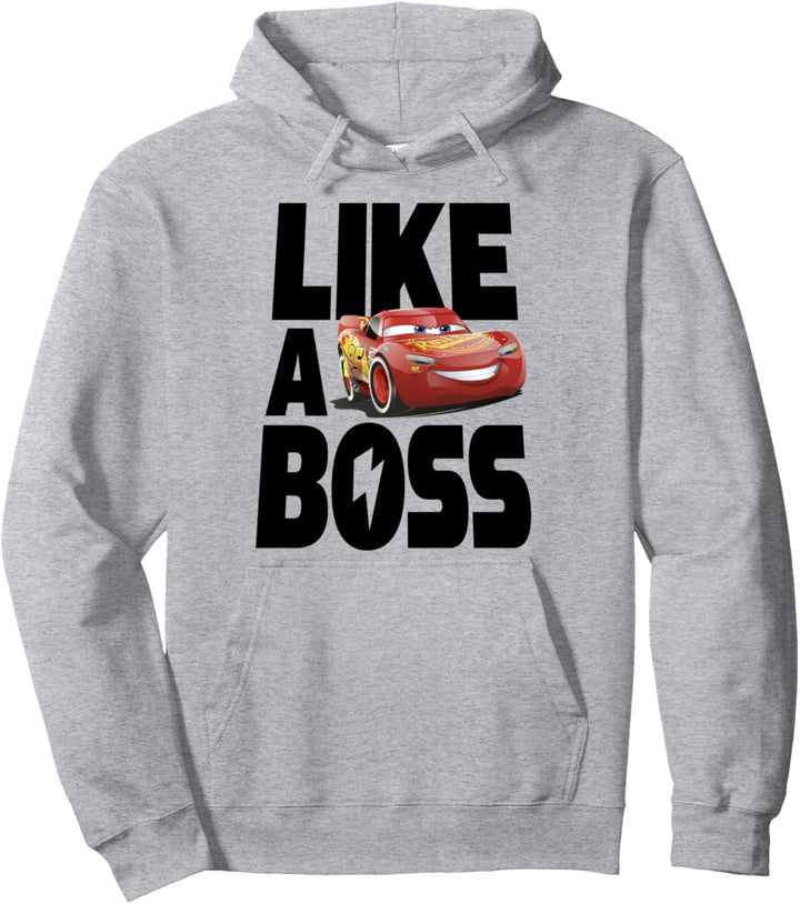 Disney Pixar Cars 2 Lightning McQueen Like A Boss Text Pullover Hoodie
