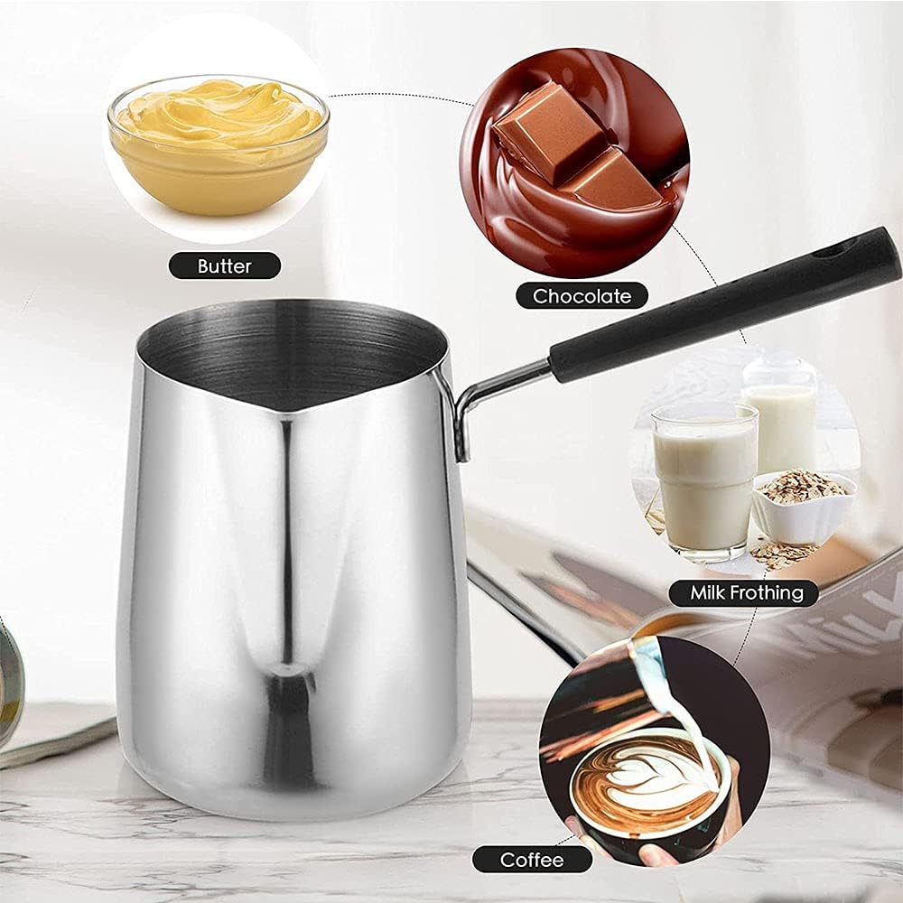 Edelstahl Türkische Kaffeekanne, Mokkakanne, Aufschäum-Milchkännchen, Türkische Kaffeekanne mit Grif