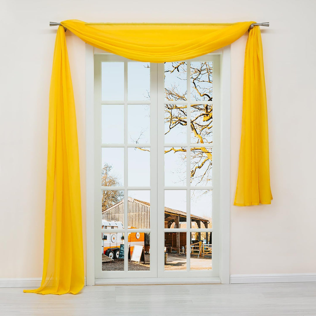 Yujiao Mao Uni Farbe Voile Freihandbogen Schals Querbehang Deko Gardinen Sonnengelb BxL 140X600cm Bx