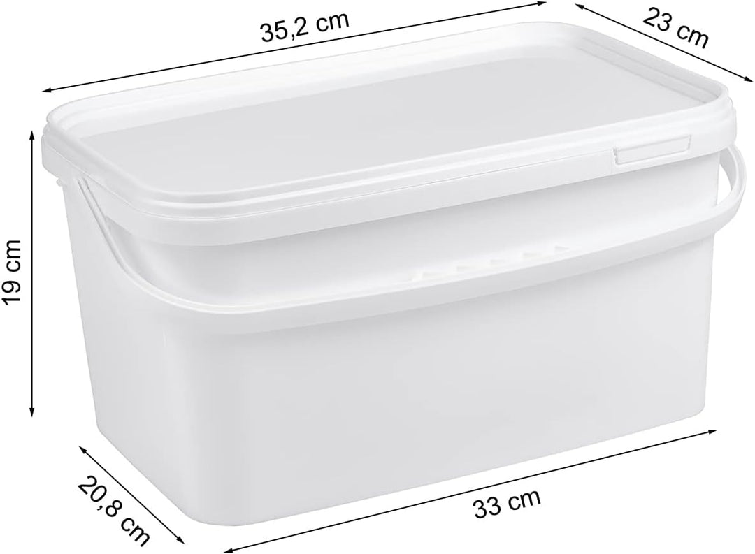 Nipter Eimer mit Deckel 12l, Plastikeimer rechteckig, Eimer lebensmittelecht weiss, 5 Stück 12L - 5
