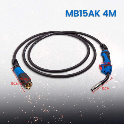 maXpeedingrods Schweissbrenner MB15 4m Schlauchpaket MIG/MAG mit Euro Zentralanschluss Schutzgas