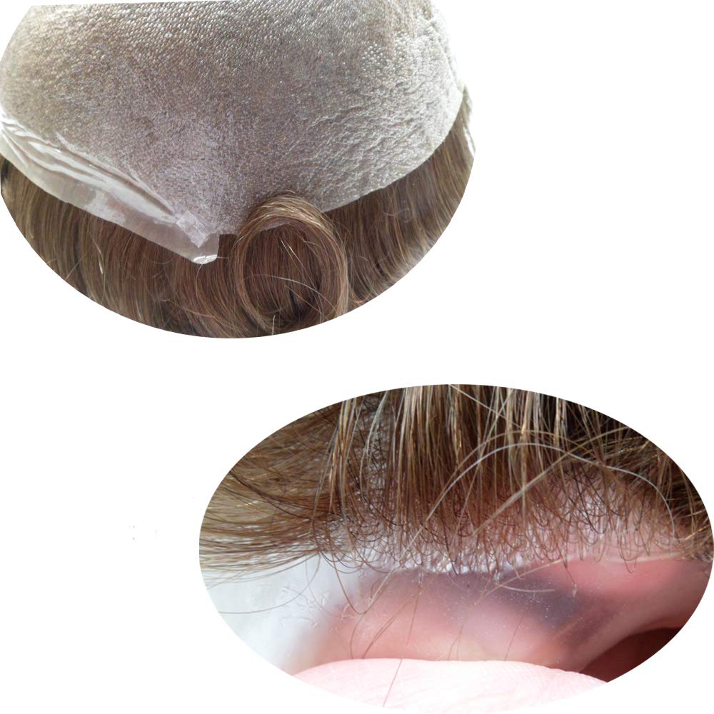 Hairnotion Perücken Echthaar Männer Alle V-Loop super dünne Haut Echthaar Mann 8x10 Zoll toupet für