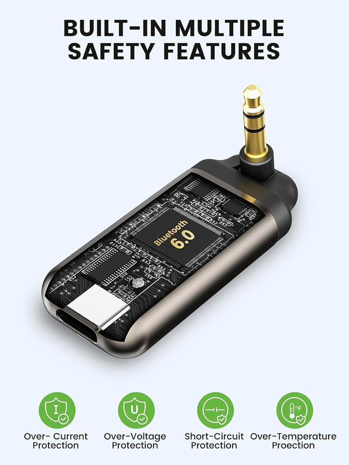 HVMLAK Air88 Aux Bluetooth 5.3 Adapter Auto, Empfänger mit Rotierbarem 3.5 Klinke, für Home Stereo,
