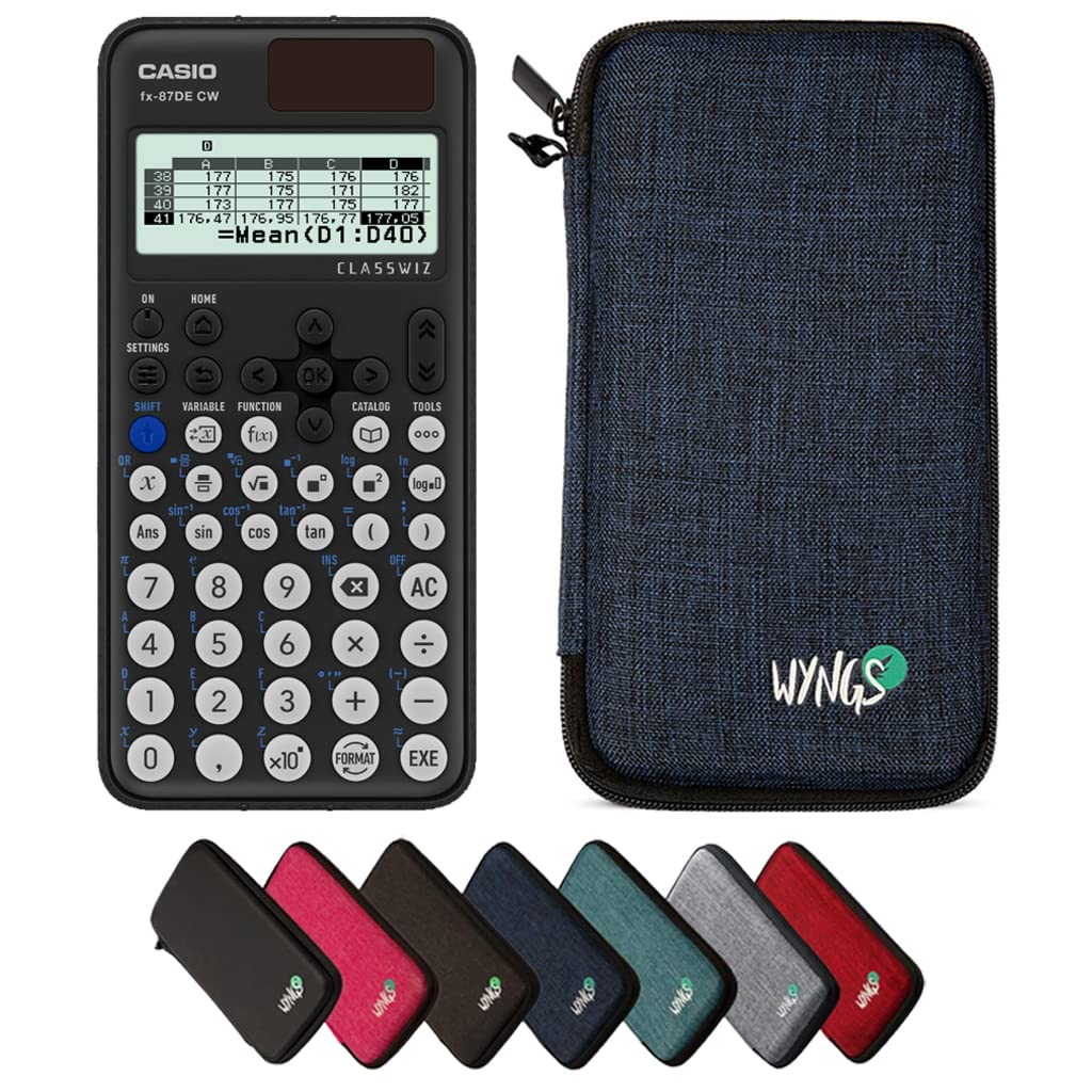 CALCUSO Sparpaket: Casio FX-87DE CW ClassWiz technisch-wissenschaftlicher Schulrechner + WYNGS Schut