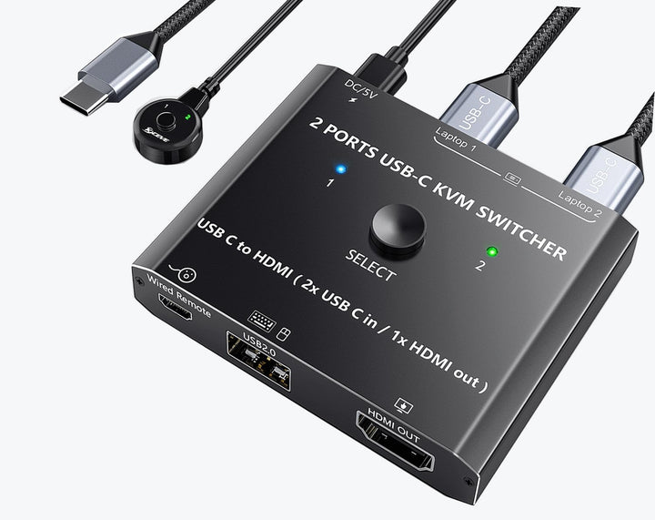 Camgeet USB C KVM Switch 2 PC 1 Monitor 4K@60Hz, Typ C KVM Switches für 2 Laptops share 1 Monitor un