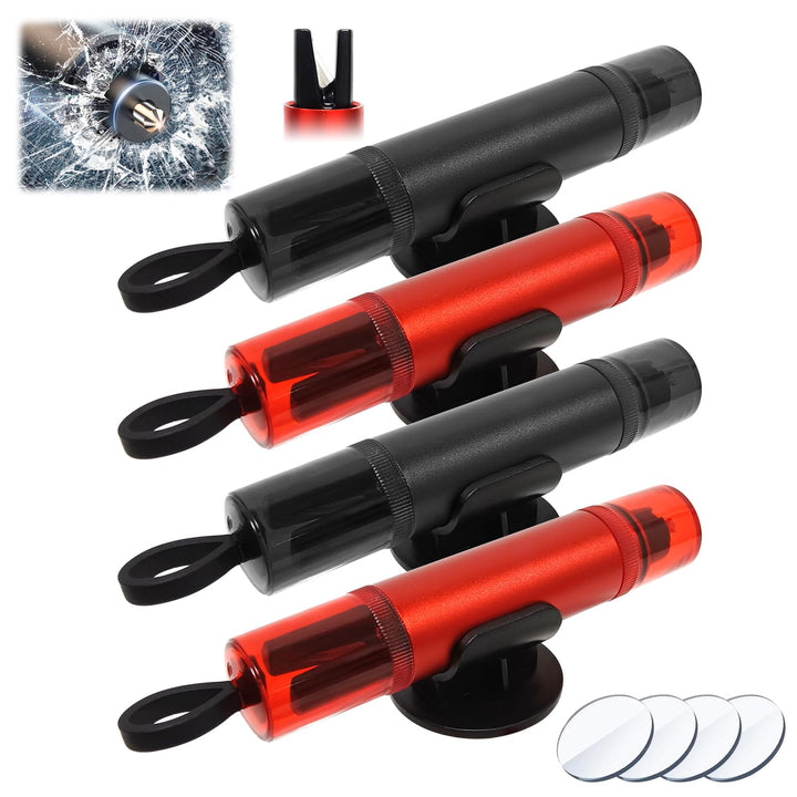 Audasi 4 Stück Gurtschneider Notfallhammer Auto, 2 in 1 Gurtschneider Notfallhammer mit Testglas Sic