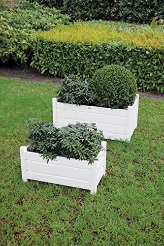 Esschert Design Fallen Fruits CF32G – Rechteckiger Pflanzkübel (2er-Set) Weiss, Weiss