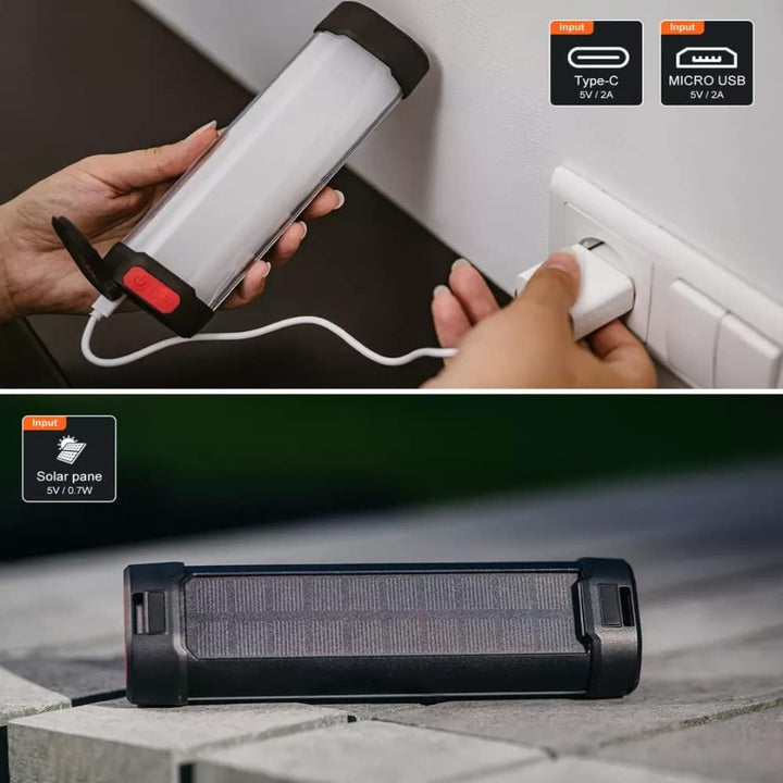 ZOVCAL LED Campinglampe Solar, Magnetisch campinglampe Aufladbar, 6000mAh Zwei LED-Leuchten, Outdoor