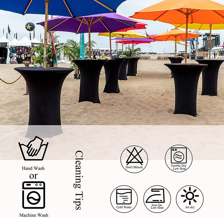 3er-Set Schwarz Stretch Stehtisch Husse für Bistrotisch Ø 80-85 cm Spandex Stretch Tischdecke, Verst