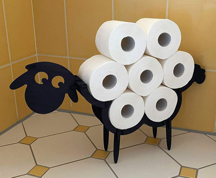 DanDiBo Toilettenpapierhalter Schwarz Schaf Holz WC Rollenhalter WC Papierhalter Klopapierhalter Ste