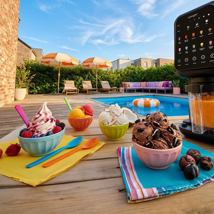 Seeger MultiCream Eismaschine, 1,5L, 10 Funktionen für Eis, Sorbet, Gelato, Milchshakes, Slushi & Fr