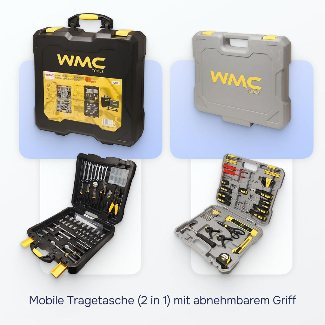 Werkzeugkoffer gefüllt profi, Meister werkzeugkoffer, Werkzeugkasten gefüllt, 400-teilig, Robust und