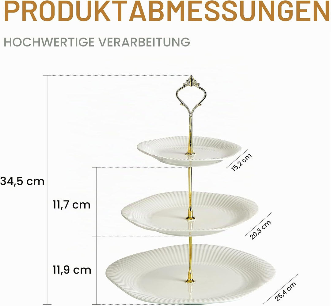 3-stöckiger Keramik-Cupcake-Ständer, Dessert-Kuchenständer Servierplatte für Teeparty &amp; Hochzeit (We