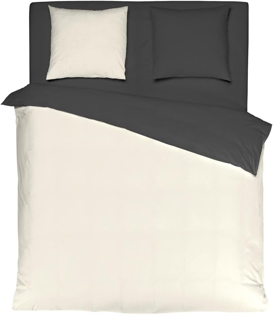 MISTRAL HOME Uni Einfarbig Wende Bettwäsche Edel Perkal 100% Ägyptische Baumwolle, Farbe:Pristine-Ra