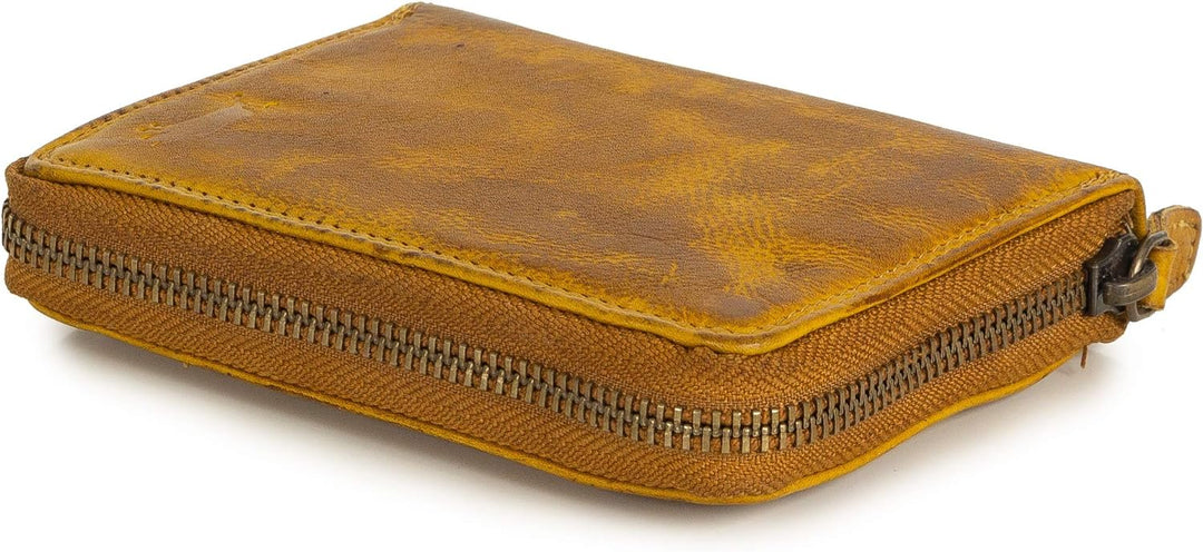 Ven Tomy Geldbörsen - Kleine Geldbörse Brieftasche für Damen und Herren Leder klein Vintage Geldbeut