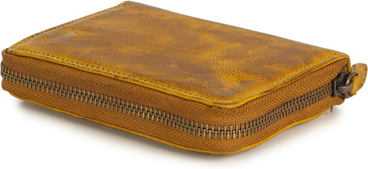 Ven Tomy Geldbörsen - Kleine Geldbörse Brieftasche für Damen und Herren Leder klein Vintage Geldbeut