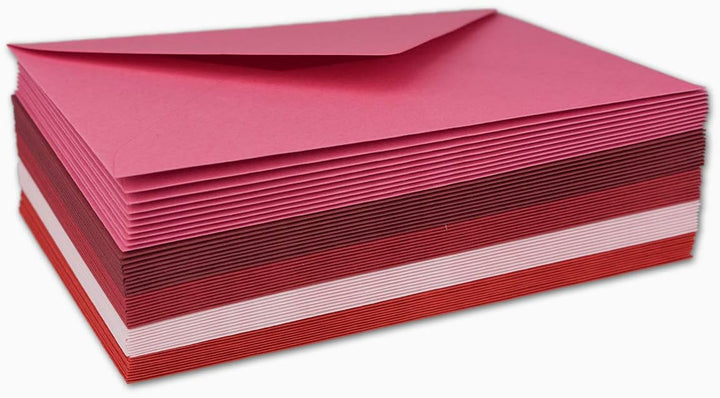 75x Umschlagpaket - DIN C6 - ca. 11,4 x 16,2 cm - die Roten - 5 Farben je 15 Umschläge - 120 g/m² -