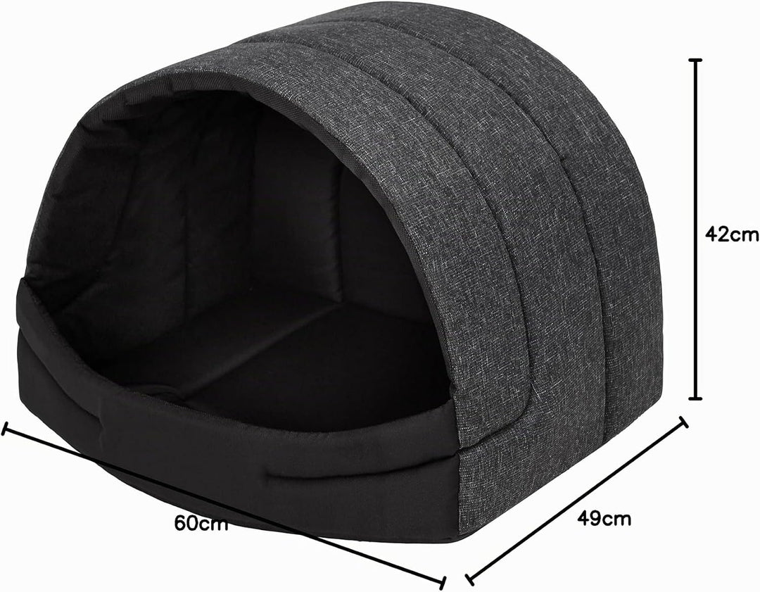 Hundehütte Hundehöhle Hundebett Hundehaus Katzenhöhle Schlafplatz XL - 60x49 cm Schwarz
