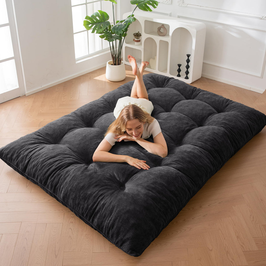 MAXYOYO Futon Matratze, Chenille-Stoff, 15cm Dick Bodenmatratze Verwendbar als Schlafsofa, Geknöpft