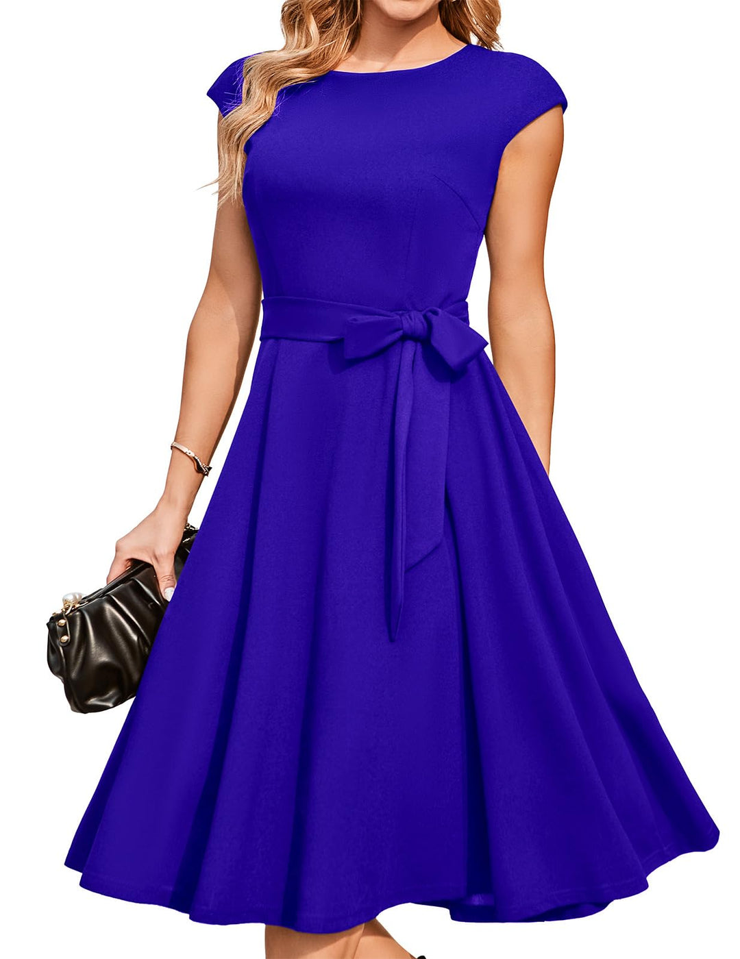 DRESSTELLS Cocktailkleid Damen Festliche Kleider 1950er Knielang Rockabilly Hochzeitkleid Swing Part