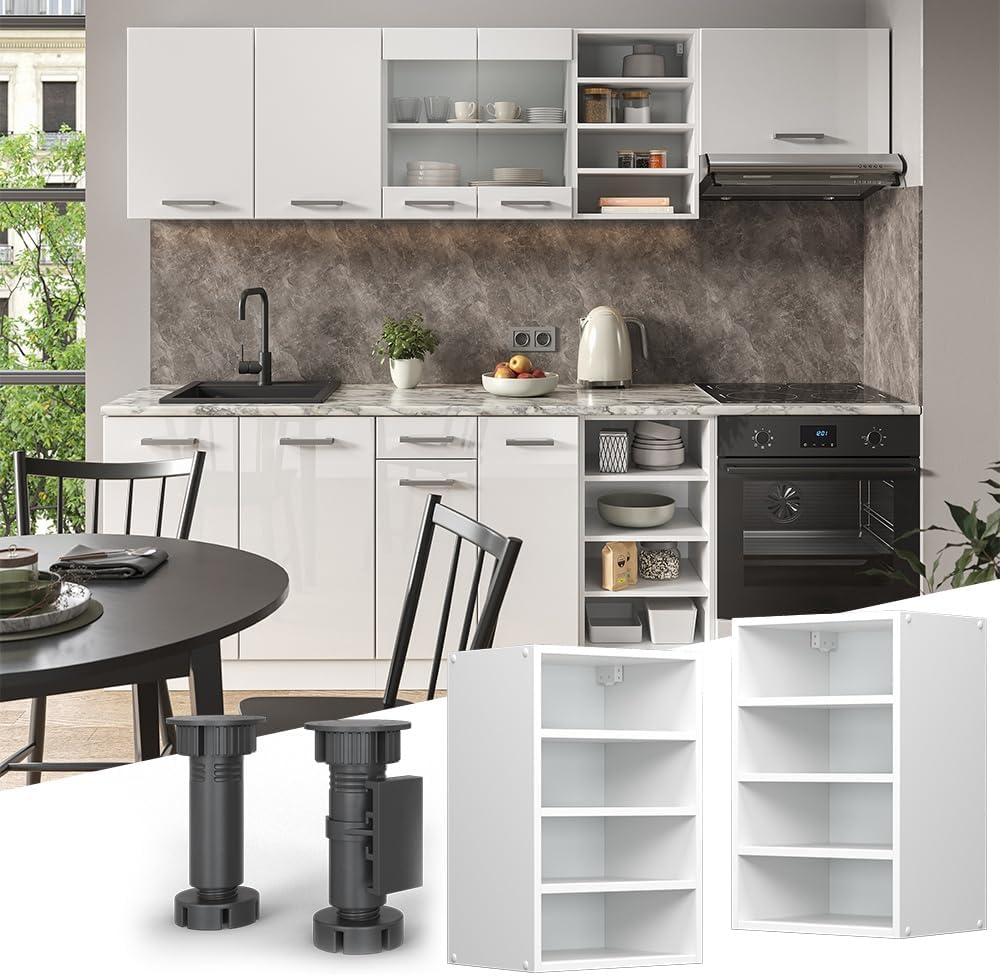 Vicco Hängeschrank R-Line, Weiss/Weiss, 40 cm Weiss Regalhängeschrank 40cm, Weiss Regalhängeschrank