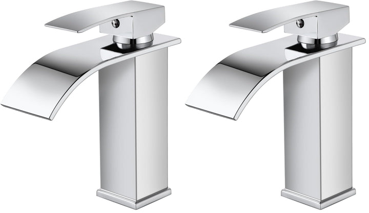Wasserhahn Bad Wasserfall Waschtischarmatur Chrom, Edelstahl Einhebelmischer, Heiss und Kalt einstel