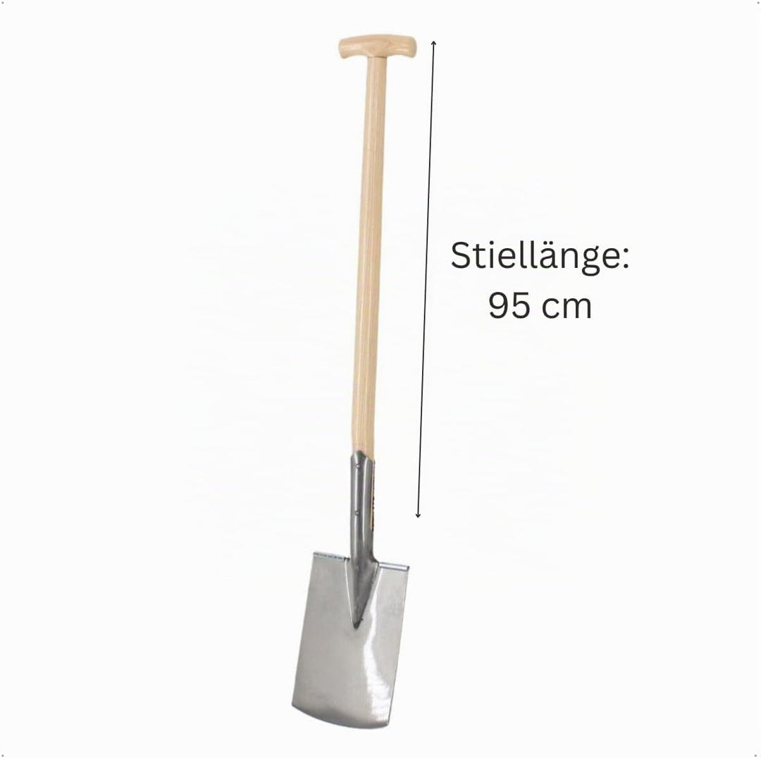 Rekord Herren-Doppelfederspaten (Stahl, gehärtet und poliert) mit 95 cm T-Stiel aus Eschenholz, Arbe