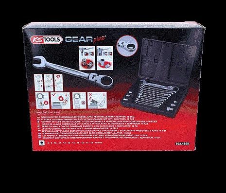 KS 5034868 Tools 503.4868 GEARplus Gelenk-Ratschenringmaulschlüssel-Satz,