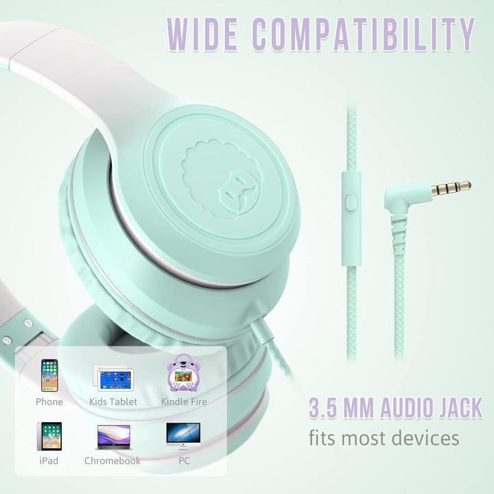 RockPapa L22 Kinder kopfhörer, Kabel Kopfhörer für Kinder, 3,5 mm Aux Jack, Verstellbares Stirnband