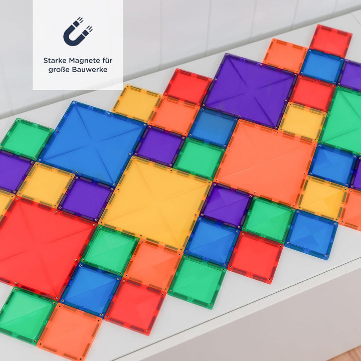 CONNETIX Magnetische Fliesen Regenbogen Quadrat Packen, 42 Stück