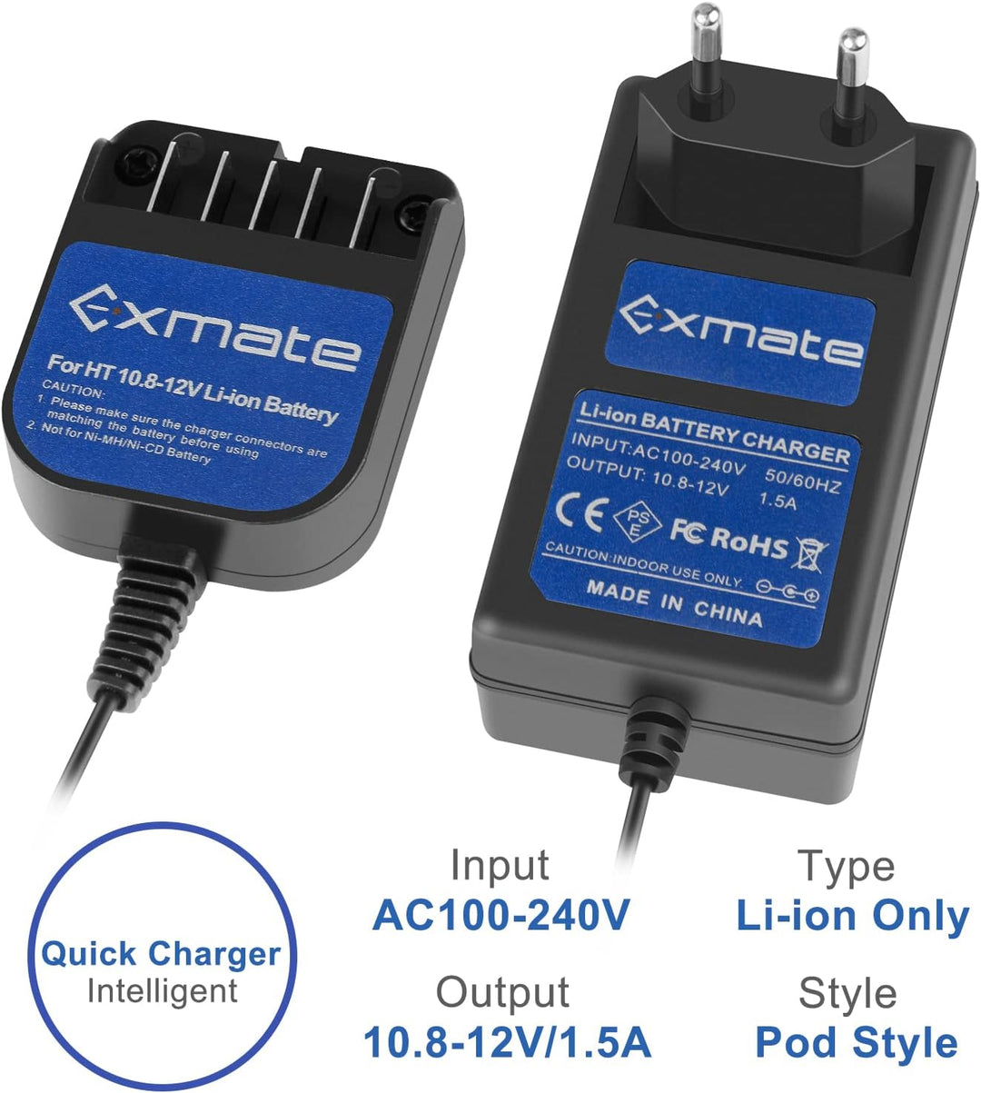 Exmate 10.8V-12V Ladegerät für HITACHI 329369 329370 329371 329389 331065 BCL1015 10.8V-12V Lithium