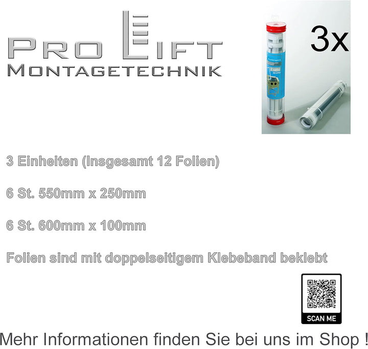 Pro-Lift-Montagetechnik Ersatzfolien für 350/420L Sandstrahlkabine, 3 Verkaufseinheiten bestehen aus