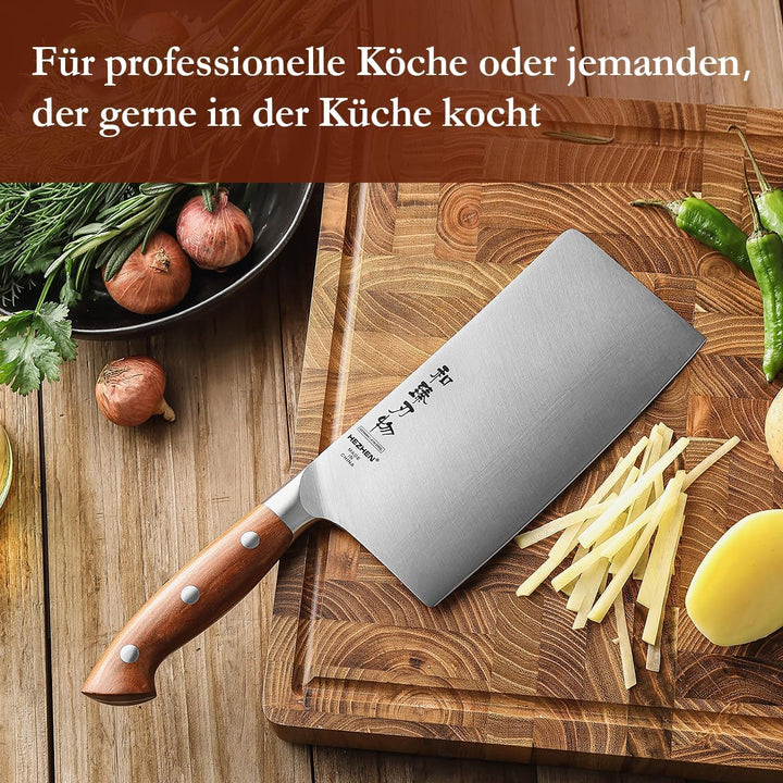 HEZHEN 18cm Hackmesser, Profi Chinesisches Kochmesser, German Stahl Scharf Küchenmesser, Gemüse Flei