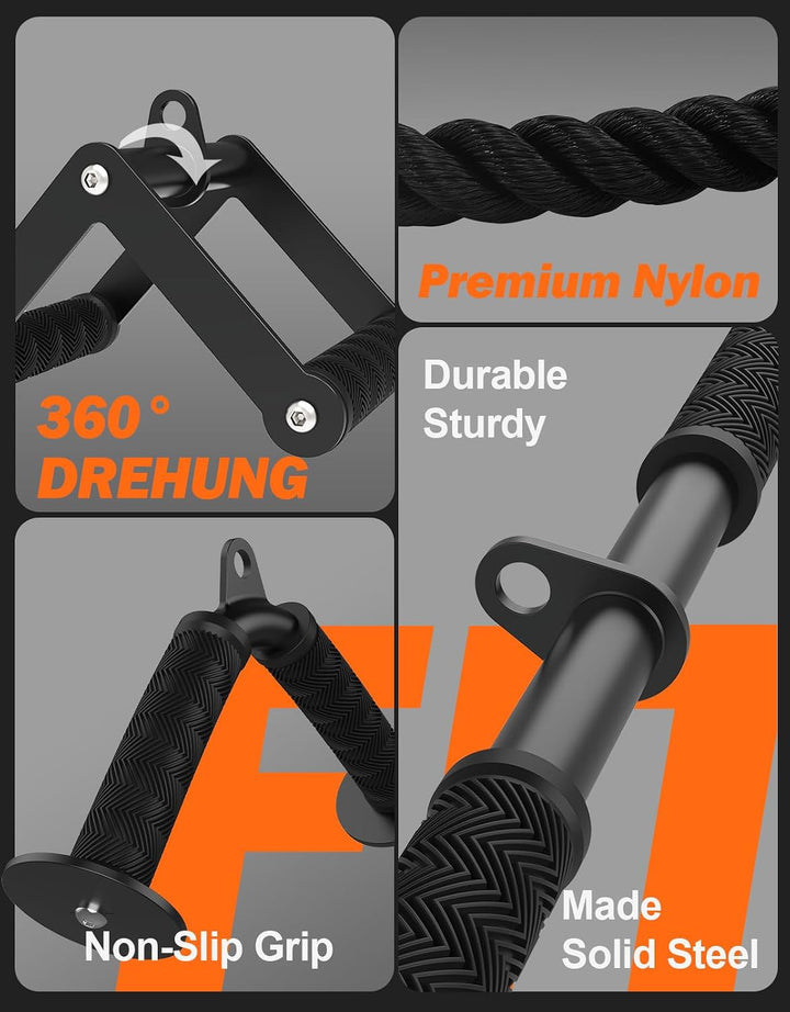 Fitarc Kabelmaschinen-Zubehör Set, Lat Pulldown Zubehör für Heimfitnessgeräte, Trizeps-Zuggriff für