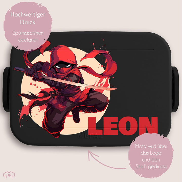 Kinder Bento Box Midi Lunchbox für Mepal Bentobox - Ninja mit Name personalisiert I Schulkind Gesche