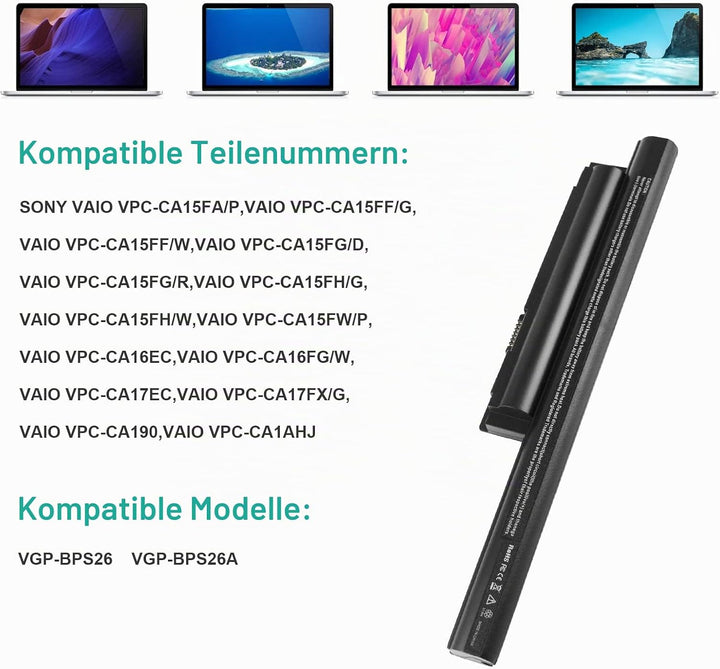 ARyee 5200mAh Akku für Sony Vaio PCG-61 PCG-61713M PCG-61714M PCG-91 PCG-91211M SVE15 SVE1511C5E SVE