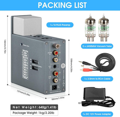 Douk Audio T4 Plus HiFi JAN5654 Röhrenvorverstärker MM/MC Phono-Vorverstärker für Plattenspieler Min