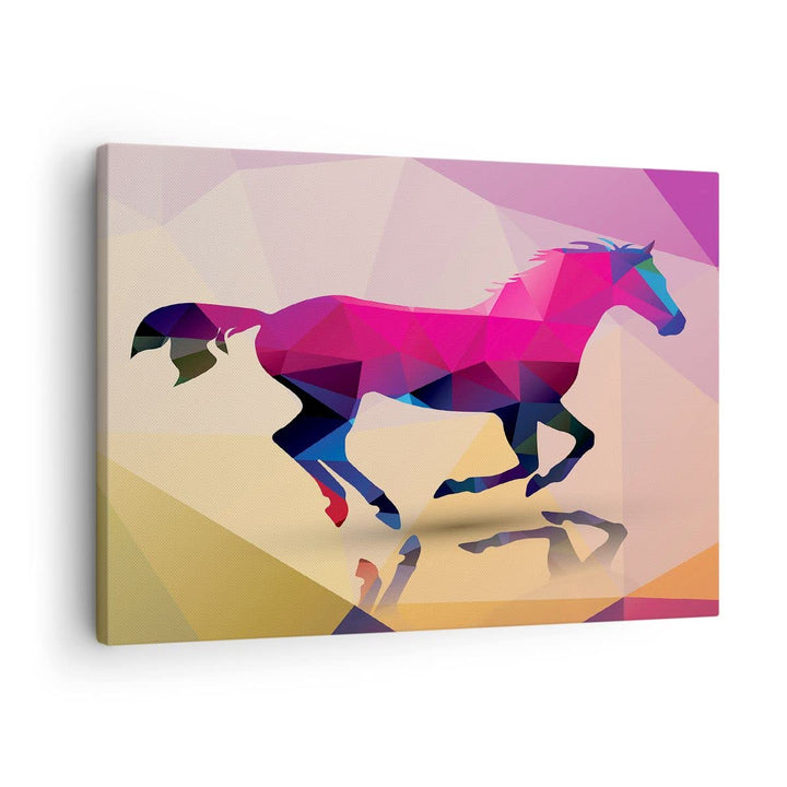 Bilder auf Leinwand Pferd Tiere Geometrie Diamant Leinwandbild 70x50cm Wandbilder Dekoration Wohnzim