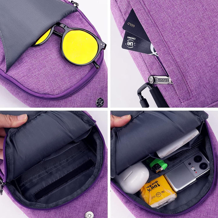 WATERFLY Anti-Diebstahl Sling Bag für Damen und Herren Brusttasche Hippie Crossbody Bag Multipurpose