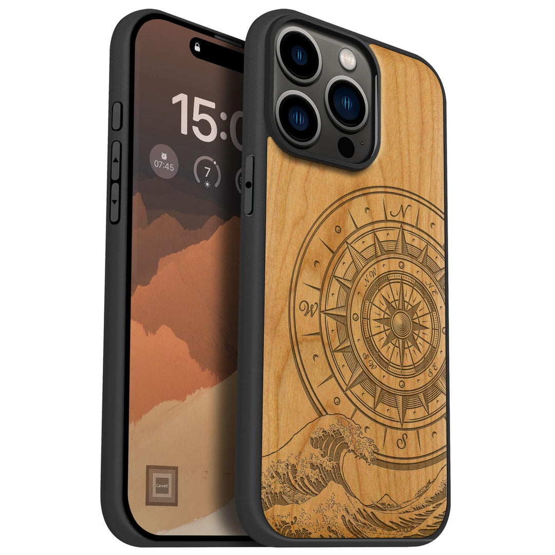 Carveit Holz Cover für iPhone 15 Pro Max Handyhulle kompatibel mit MagSafe Massivholz für Apple 15 p