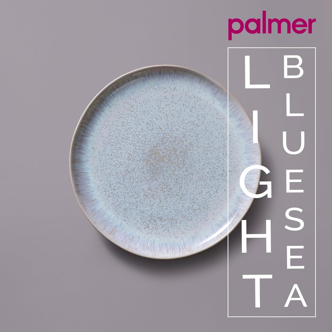 2 x palmer Light Blue Sea Teller Servieren flach im Set, Steingut, Ø 28,5 cm, beige hellblau gespren