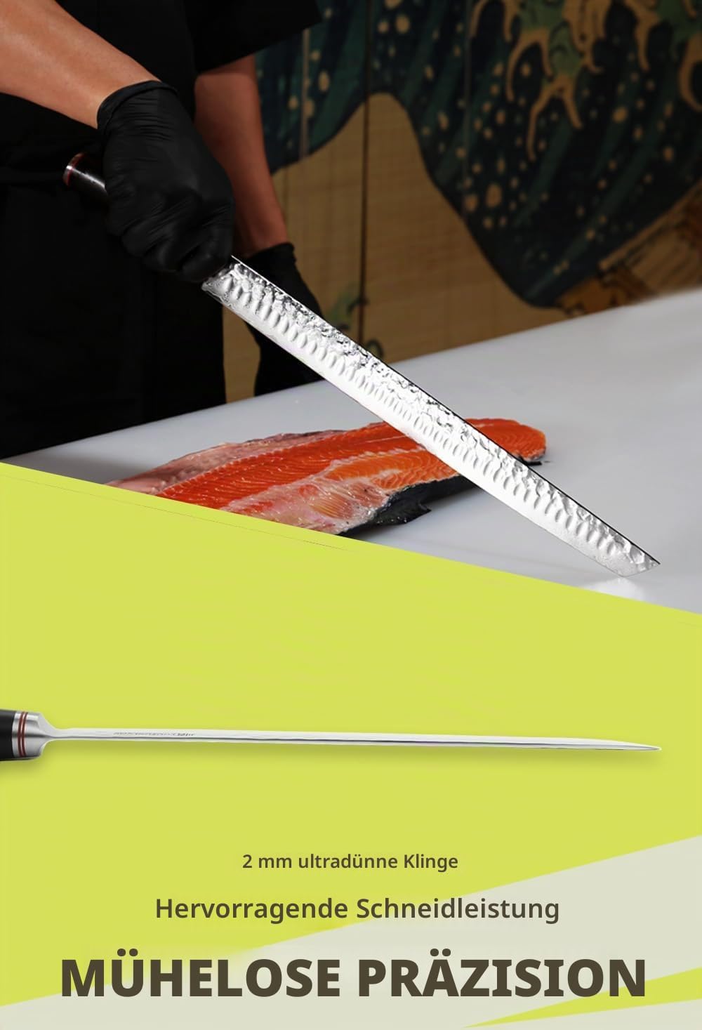 YOUSUNLONG Ultimatives Sakimaru-Messer 15 Zoll (380 mm) japanisches Filetmesser aus Damaszenerstahl