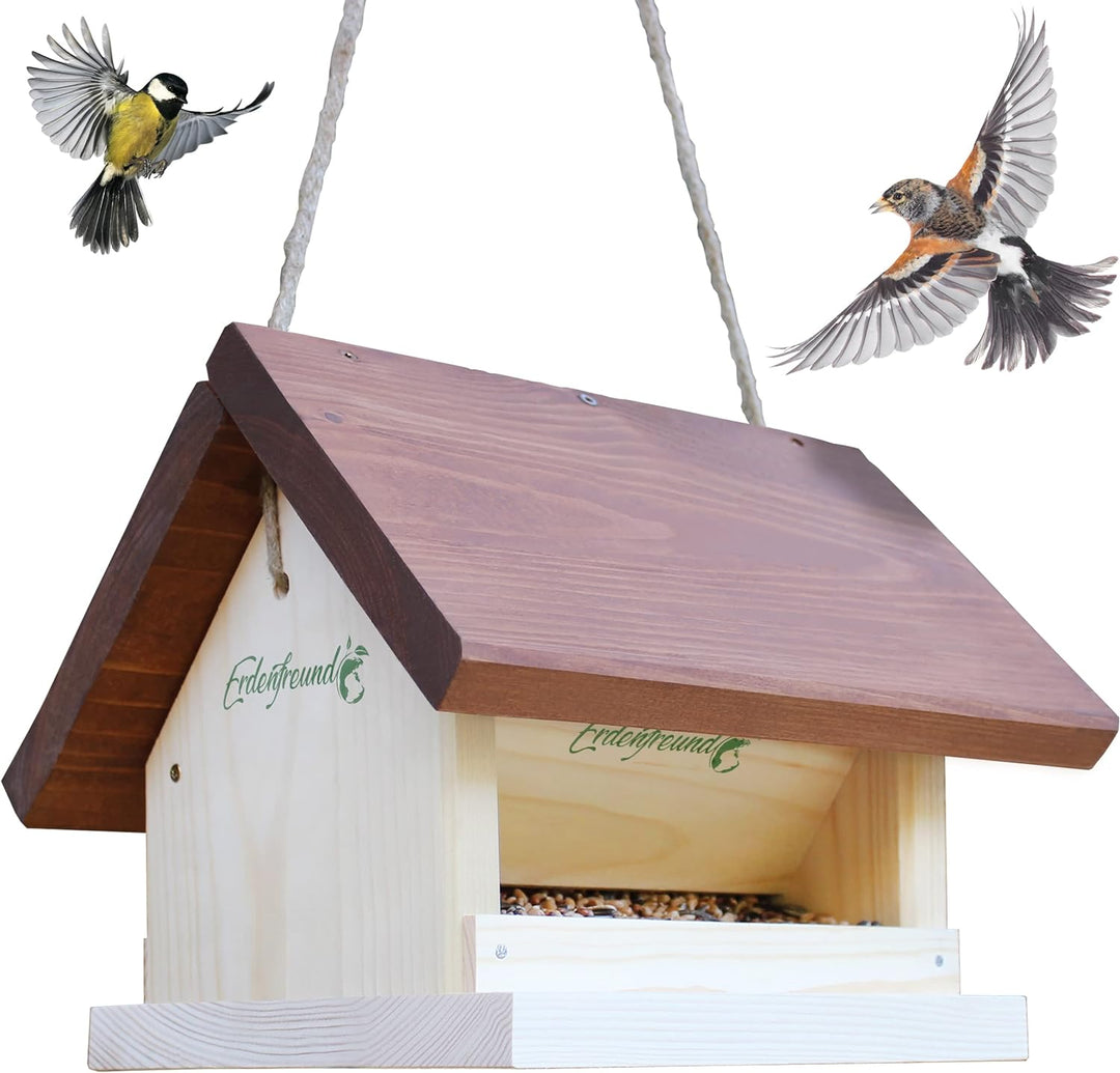 ERDENFREUND® Vogelfutterhaus mit Silofunktion für Wochenrationen Vogelfutterspender 2-seitiger Zugan