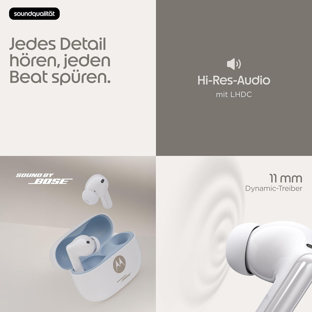 Motorola Moto Buds 2 Plus Sound by Bose (BT 6.0 Earbuds, multidimensionaler Sound, Dolby Head Tracki