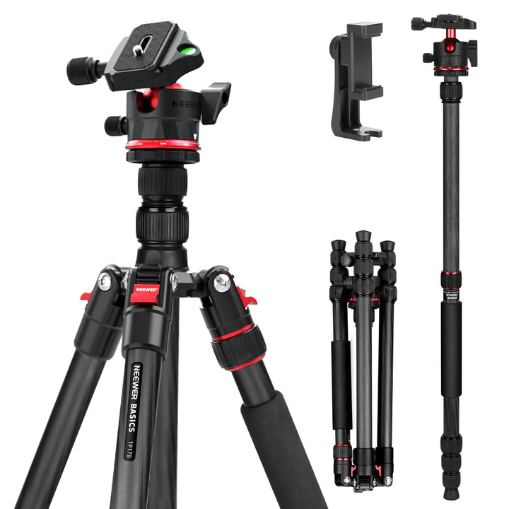 NEEWER Basics Carbonfaser Reisestativ Einbeinstativ, 64" kompaktes leichtes tragbares Handy Kamera S