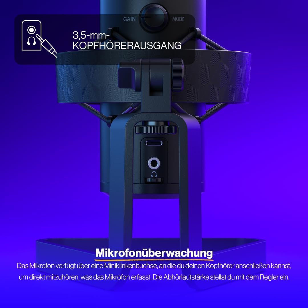 ENDORFY AXIS Streaming, hochwertiges Mikrofon mit Kugelcharakteristik, RGB-Hintergrundbeleuchtung |